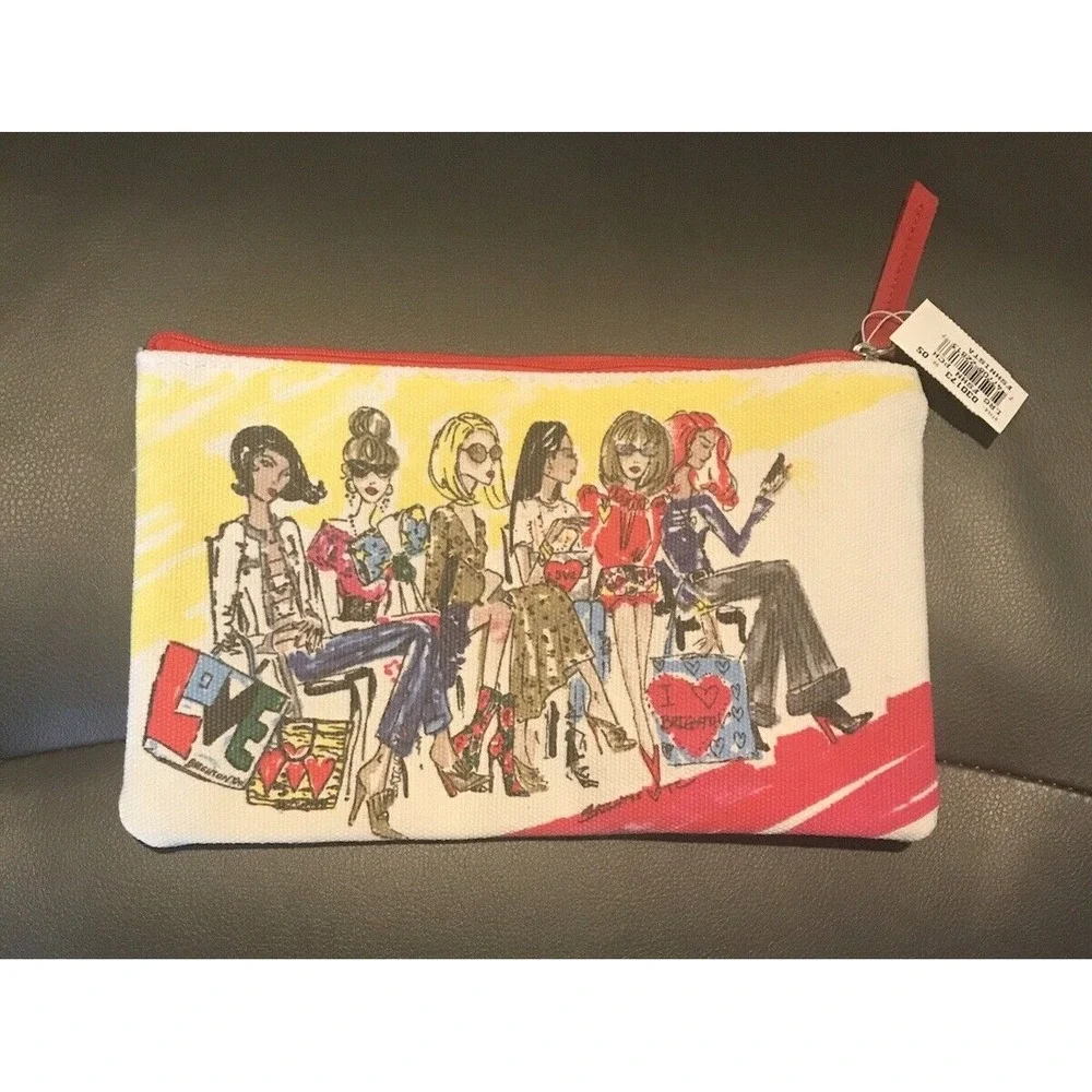 BRIGHTON Fashionista Canvas Zipper Pouch Makeup Jewelry Bag NEW